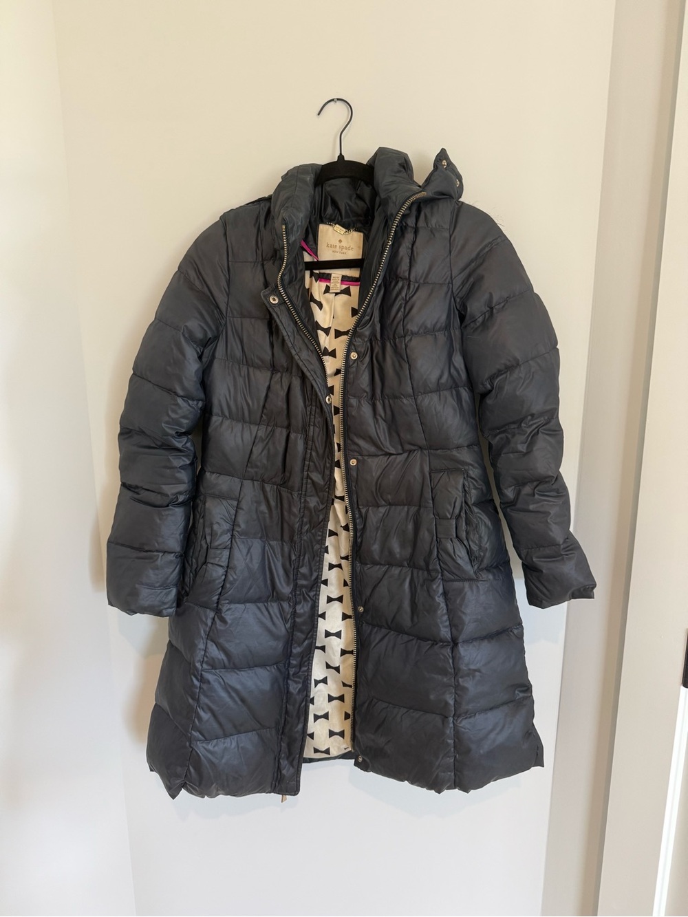 Long Navy Puffer Coat - Kate Spade